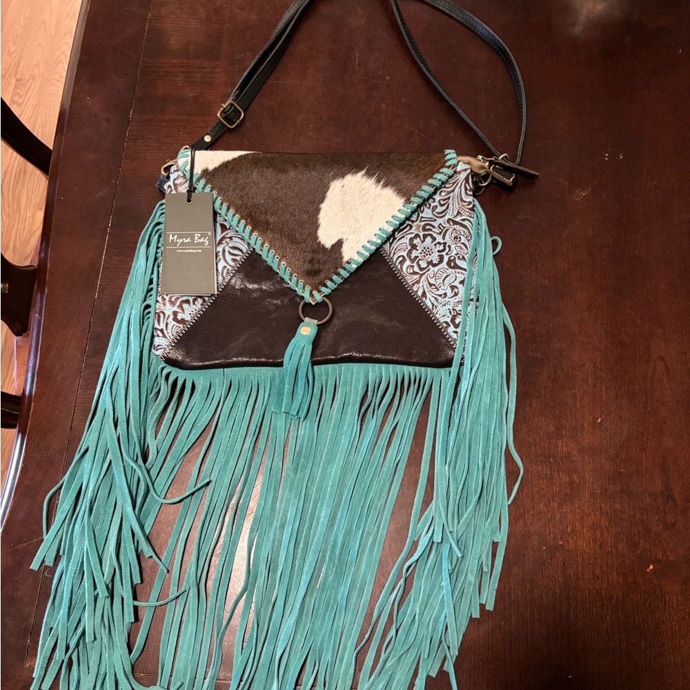Turquoise Fringe Crossbody Bag